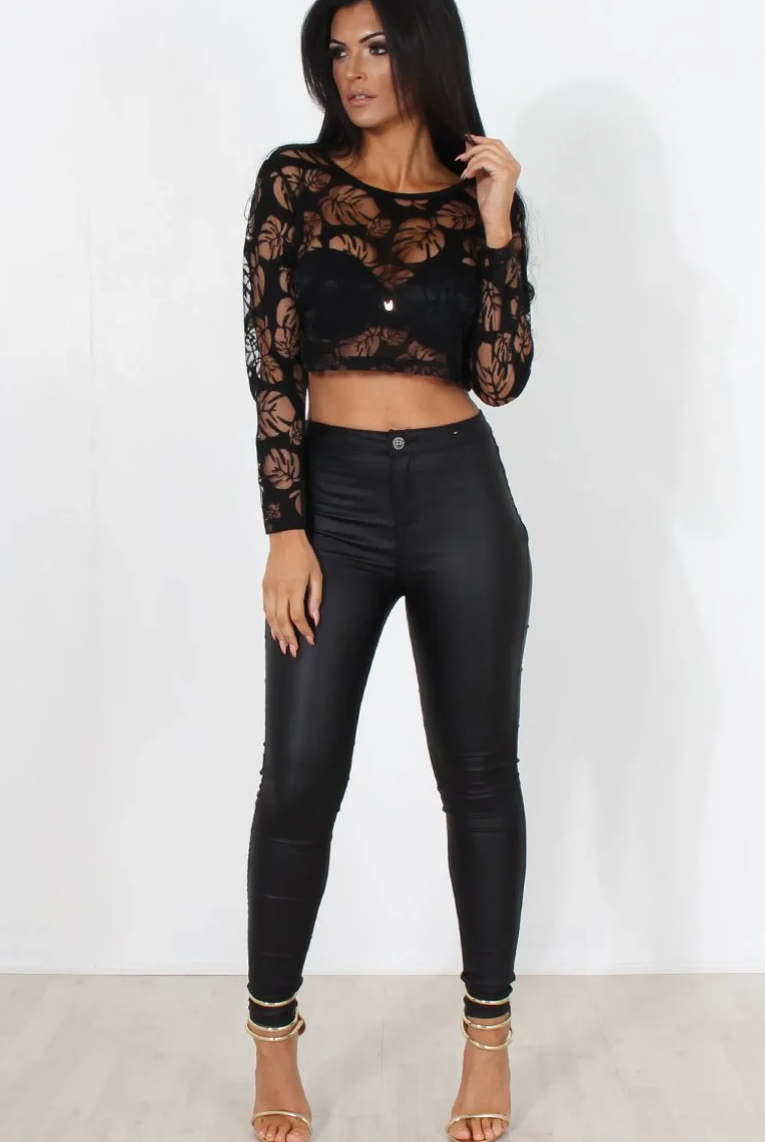 Rebellious Fashion Kira Black Burn Out Crop Top