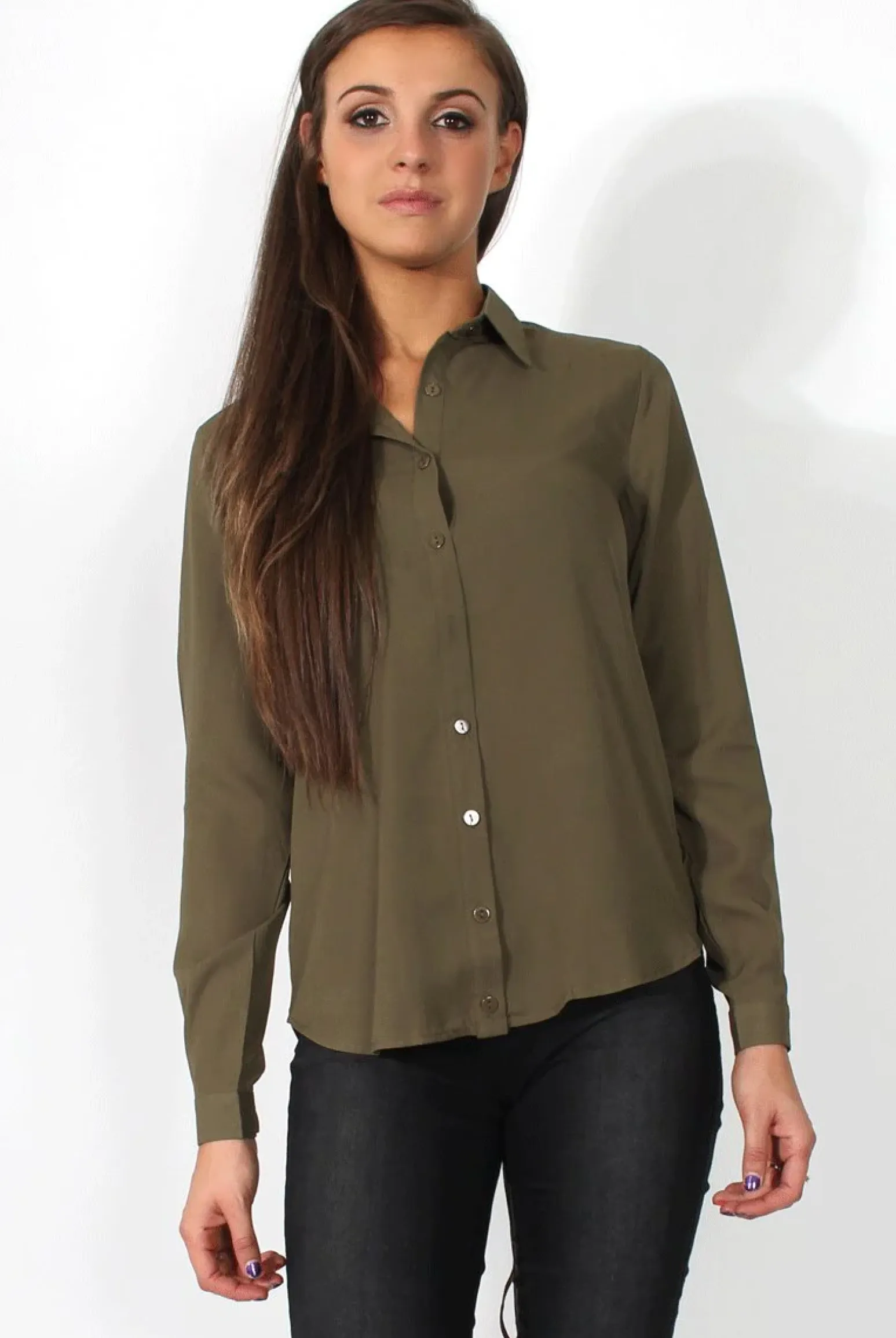 Rebellious Fashion Kira Khaki Tie Back Shirt