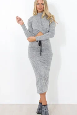 Rebellious Fashion Kori Grey Crop Loungewear Set