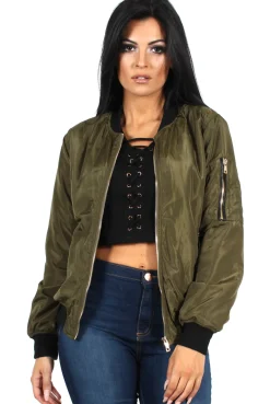 Rebellious Fashion Kris Khaki Bomber Jacket