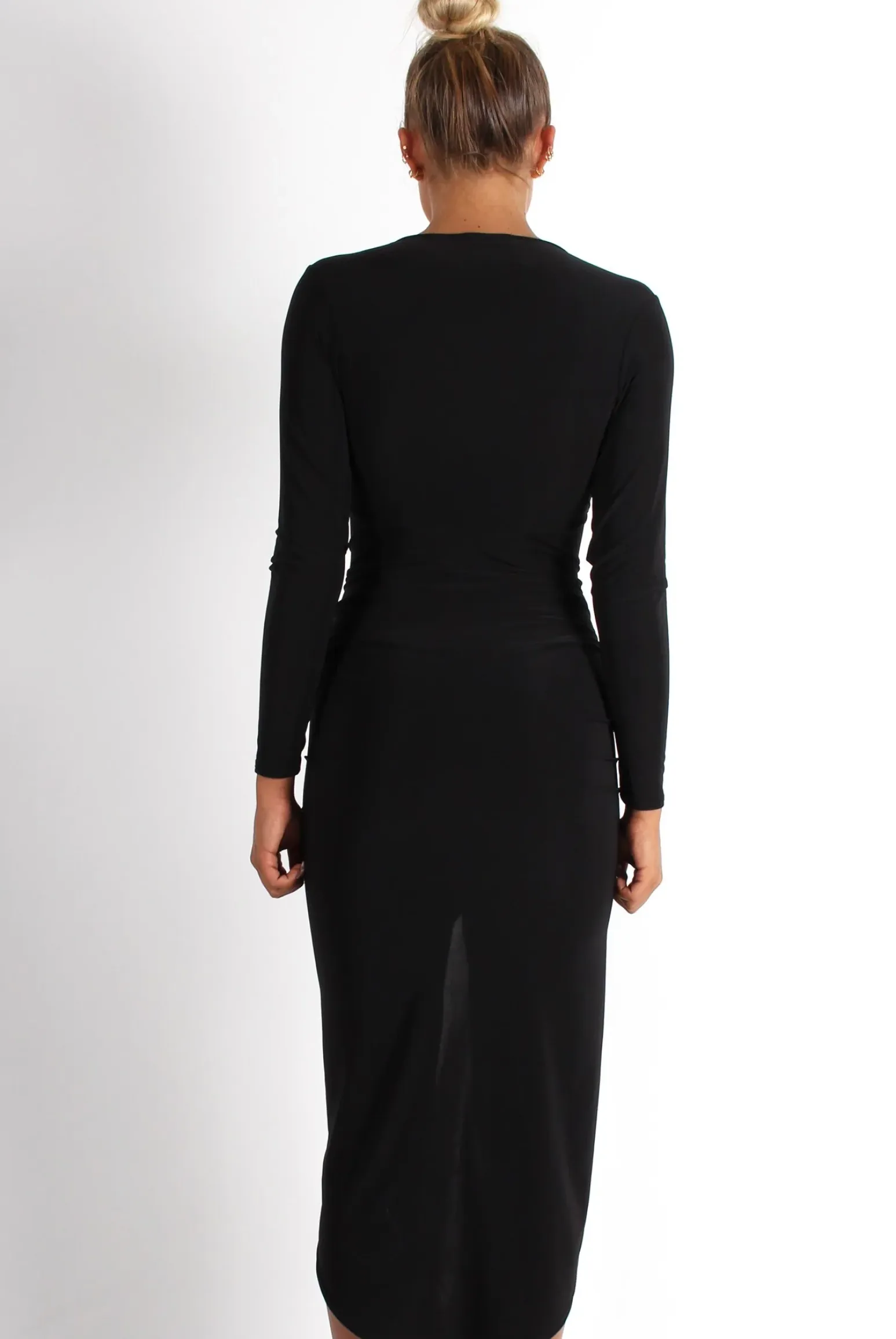 Rebellious Fashion Kristen Black Ruched Front Dress