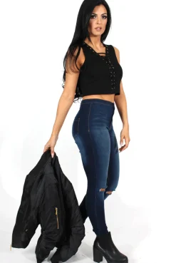 Rebellious Fashion Kylie Black Zip Front Bomber Jacket