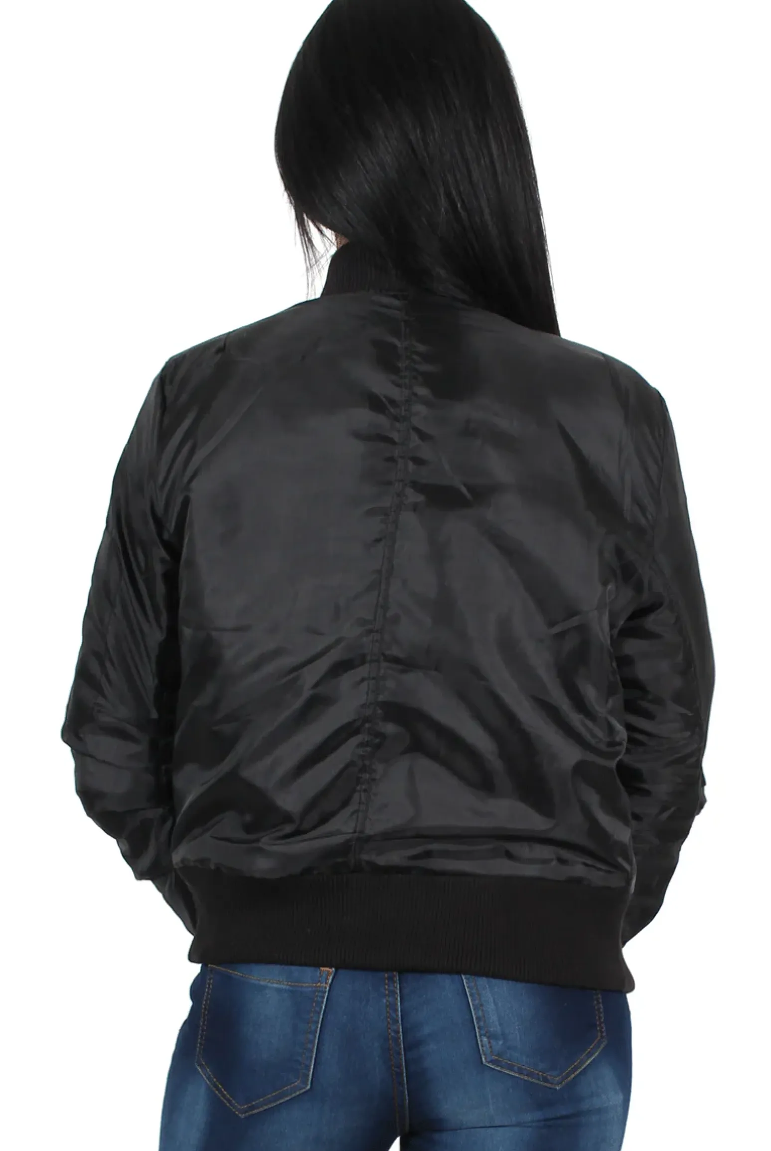 Rebellious Fashion Kylie Black Zip Front Bomber Jacket