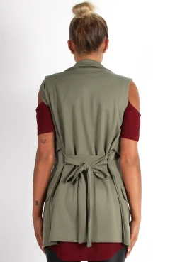 Rebellious Fashion Lacie Khaki Sleeveless Jacket
