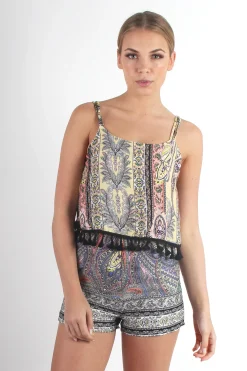 Rebellious Fashion Laney Paisley Tassel Playsuit