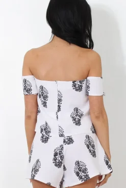 Rebellious Fashion Lara White Off The Shoulder Two Piece