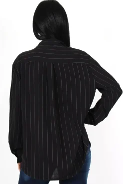 Rebellious Fashion Laura Black and White Striped Shirt