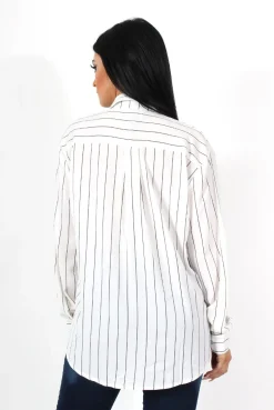 Rebellious Fashion Laura White and Black Striped Shirt