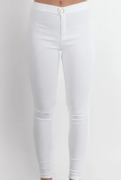 Rebellious Fashion Laurie White Ripped Knee High Waisted Jeans