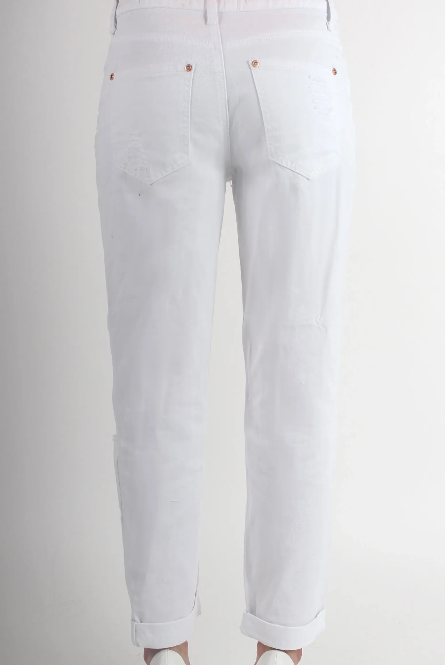 Rebellious Fashion Layla White Loose Fit Ripped Jeans