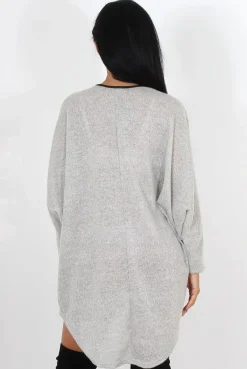 Rebellious Fashion Leah Grey Drooped Back Jumper Dress