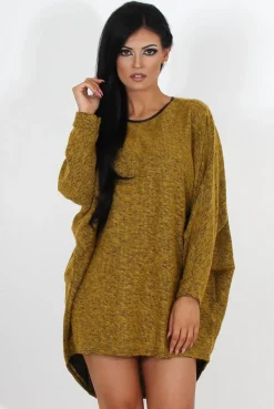 Rebellious Fashion Leah Mustard Drooped Back Jumper Dress