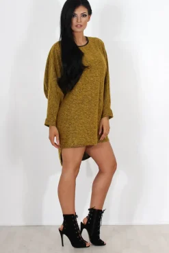 Rebellious Fashion Leah Mustard Drooped Back Jumper Dress