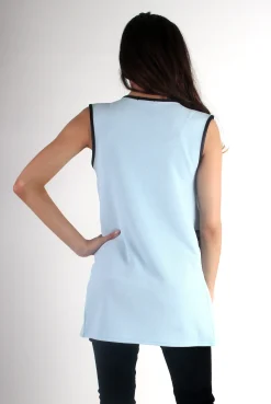 Rebellious Fashion Leia Blue Zip Waistcoat