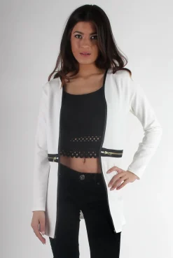 Rebellious Fashion Leia White Zip Jacket