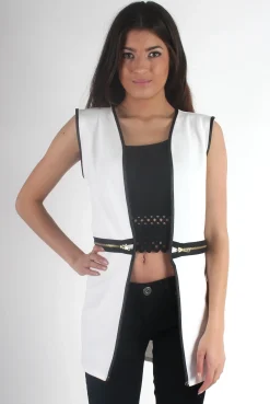 Rebellious Fashion Leia White Zip Waistcoat