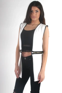 Rebellious Fashion Leia White Zip Waistcoat