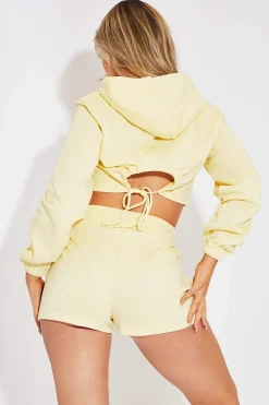 Rebellious Fashion Lemon Back Cut Out Cropped Hoodie - Yalena