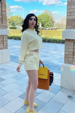 Rebellious Fashion Lemon Back Cut Out Cropped Hoodie - Yalena