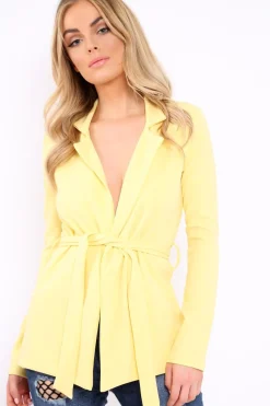 Rebellious Fashion Lemon Belted Blazer - Kenna