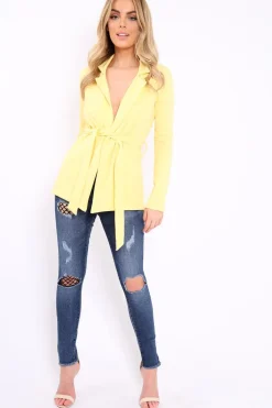 Rebellious Fashion Lemon Belted Blazer - Kenna