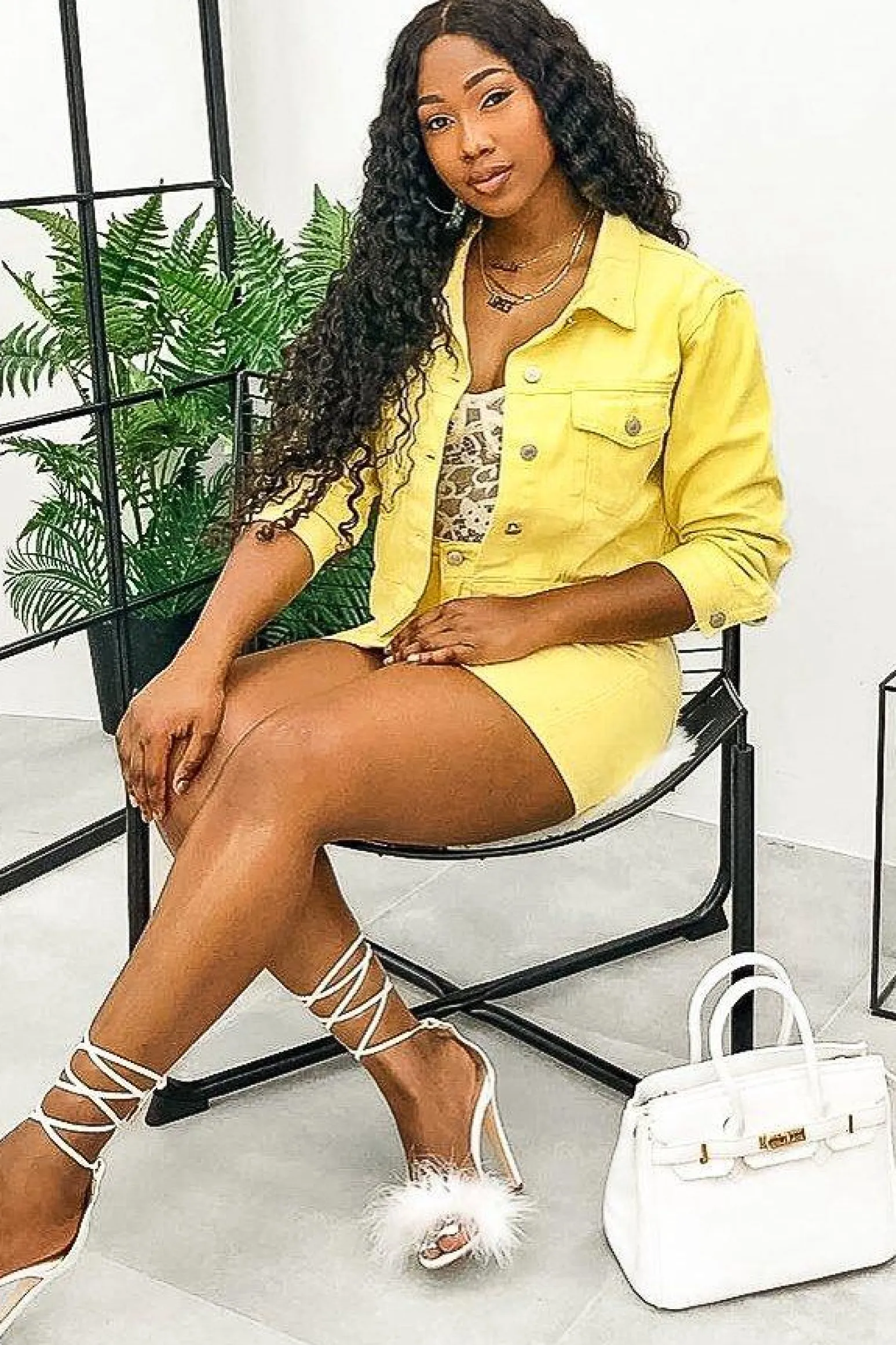 Rebellious Fashion Lemon Denim Skirt and Jacket Co-ord - Viola