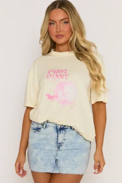 Rebellious Fashion Lemon Pink Pony Oversized Tshirt - Saveria