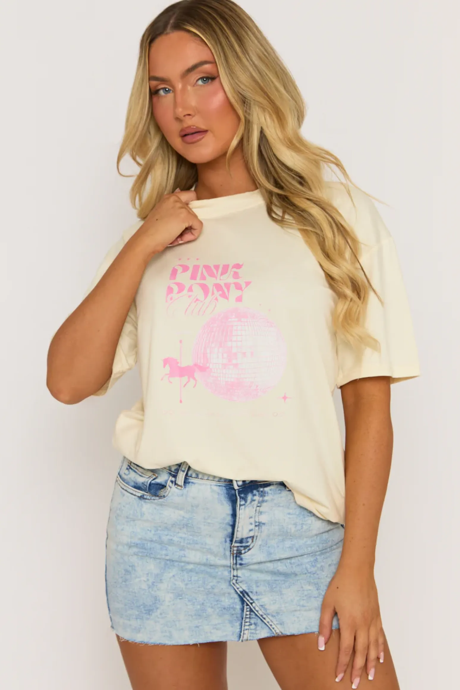 Rebellious Fashion Lemon Pink Pony Oversized Tshirt - Saveria