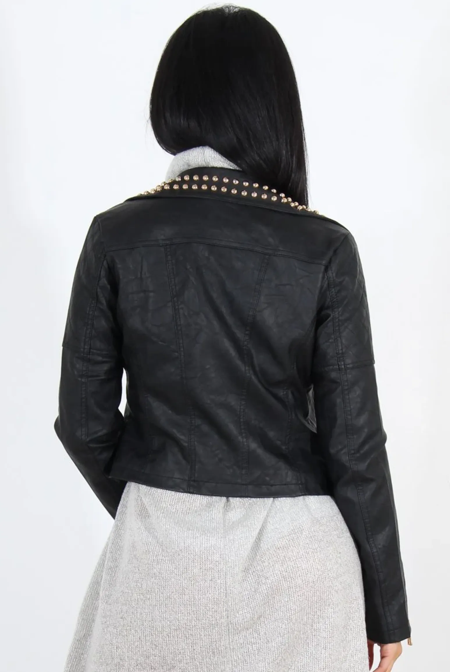 Rebellious Fashion Lenni Black & Gold Leather Biker Jacket