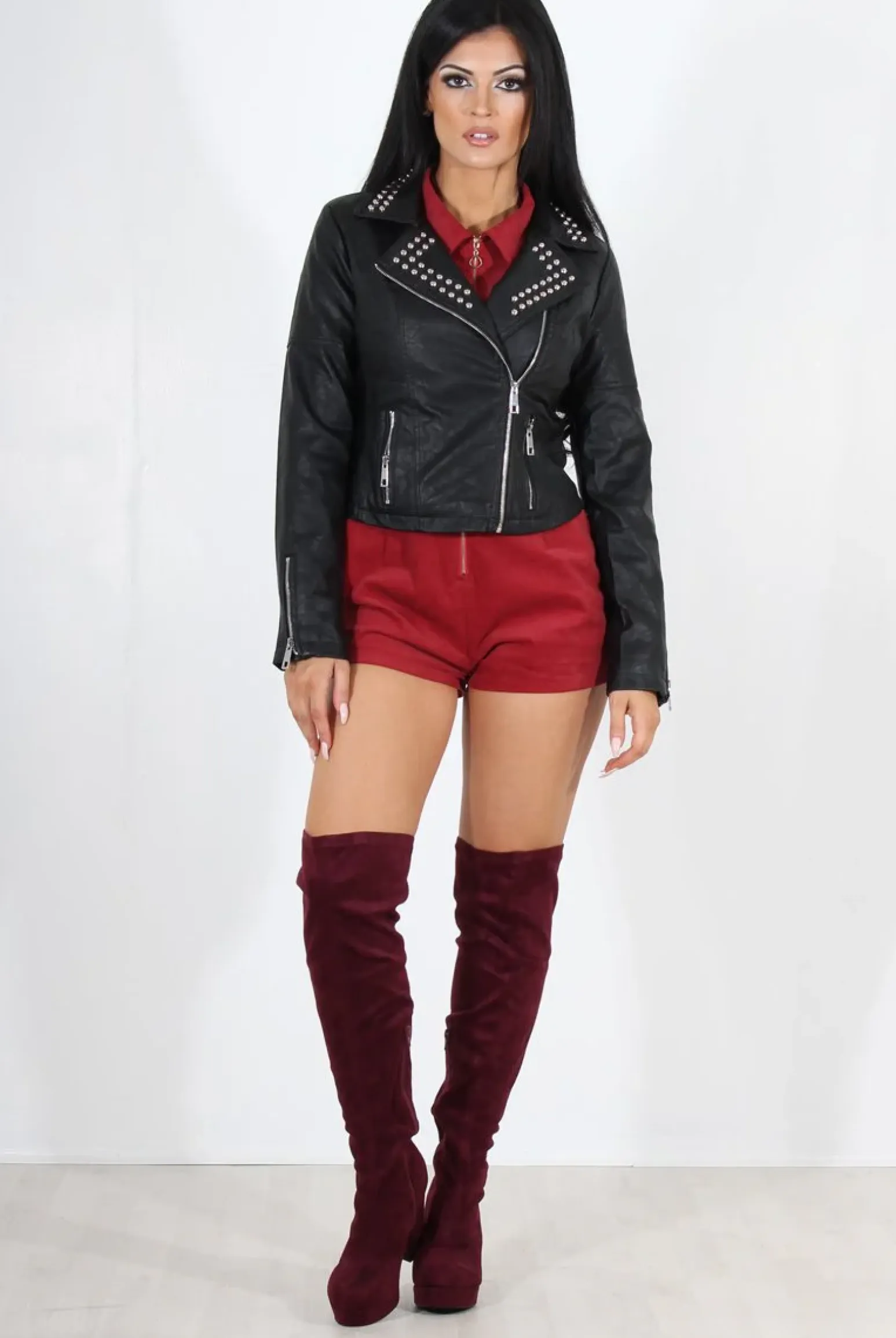 Rebellious Fashion Lenni Black & Silver Leather Biker Jacket