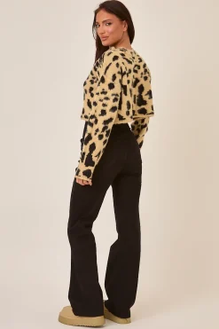 Rebellious Fashion Leopard Knitted High Neck Jumper - Ellen