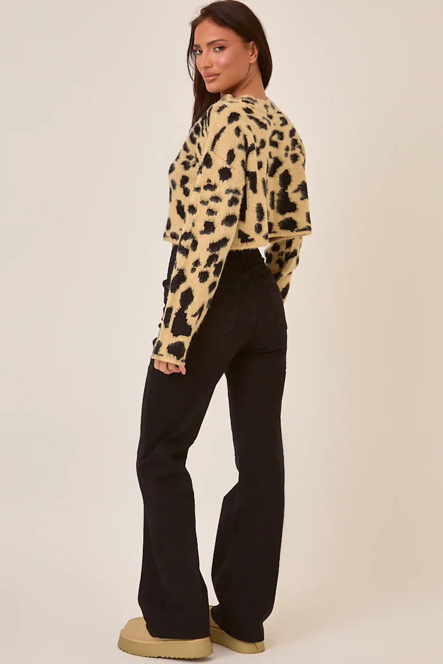 Rebellious Fashion Leopard Knitted High Neck Jumper - Ellen