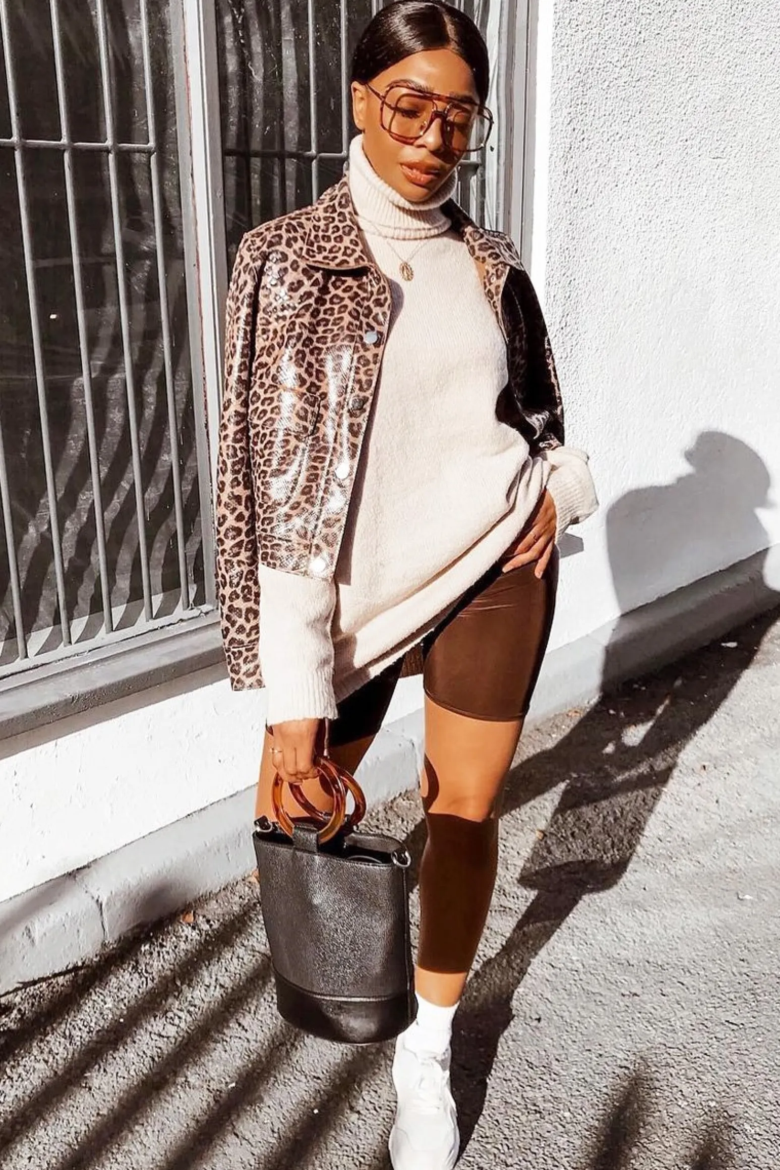 Rebellious Fashion Leopard Print Coated Trucker Jacket - Nikole