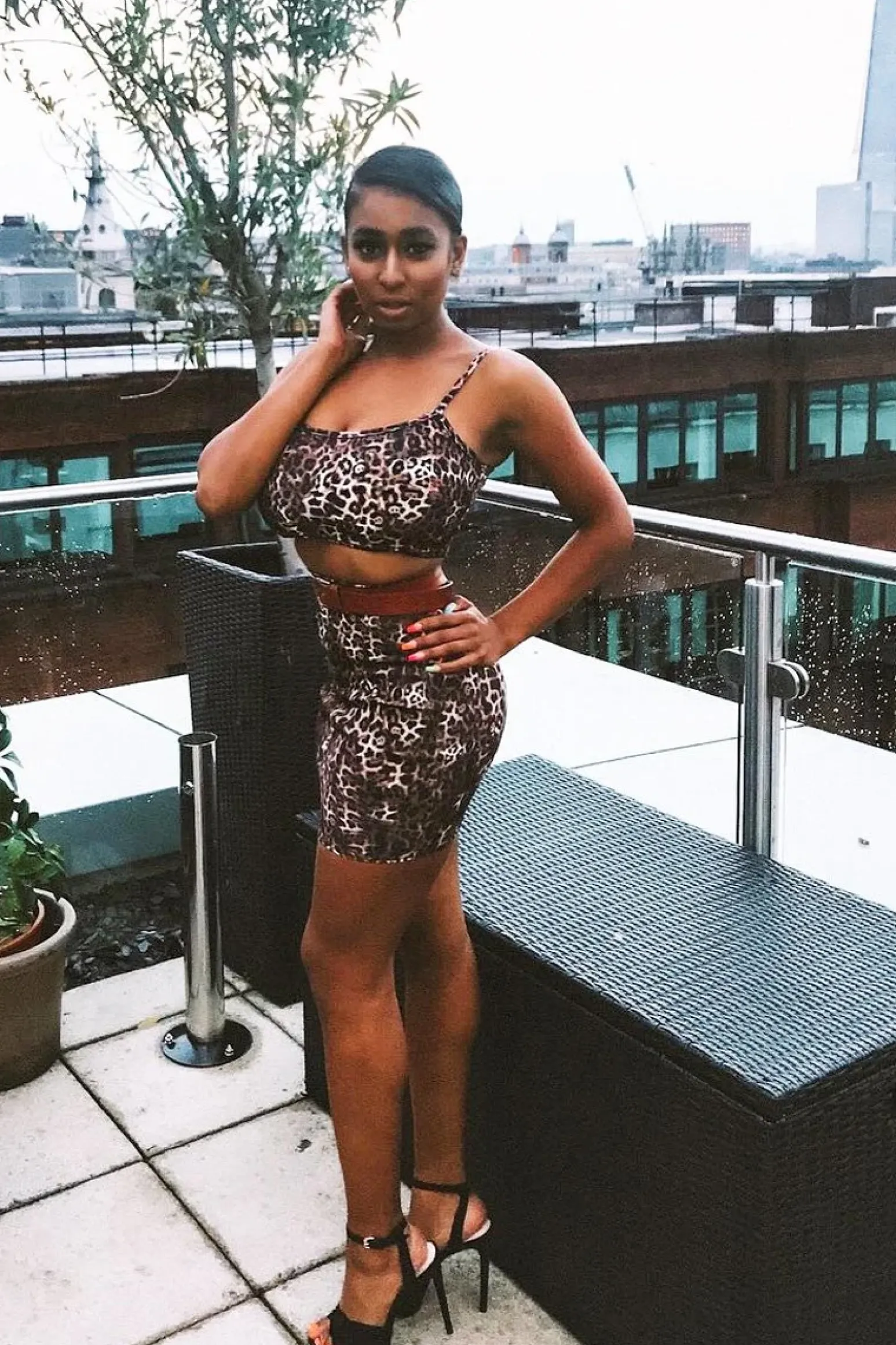 Rebellious Fashion Leopard Print Crop Top And Mini Skirt Co-ord - Brixten