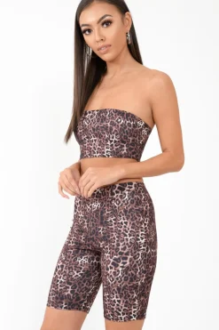 Rebellious Fashion Leopard Print Cycling Shorts And Bandeau Co-Ord - Kahea