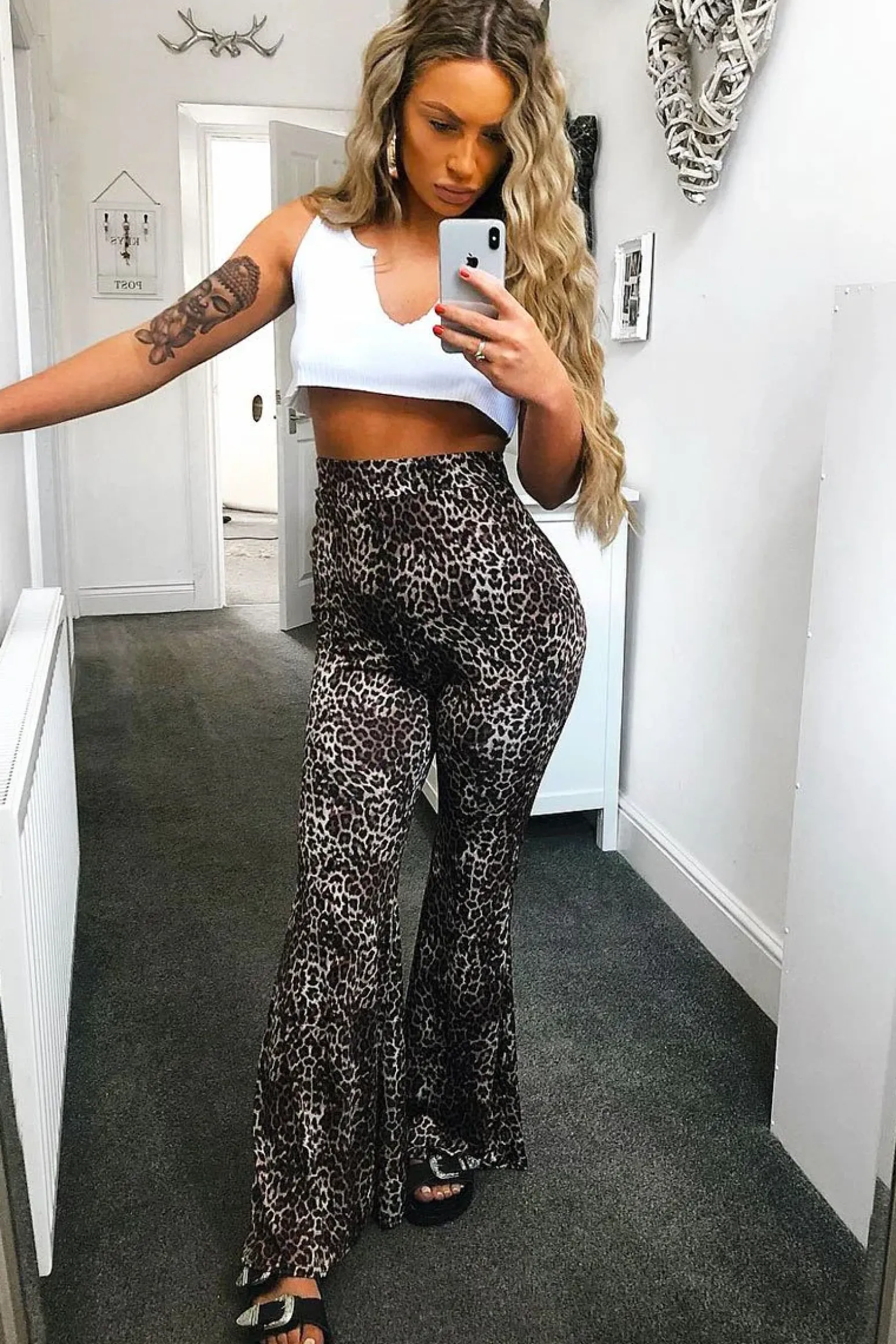 Rebellious Fashion LeopardPrint Flared Trousers - Brooke