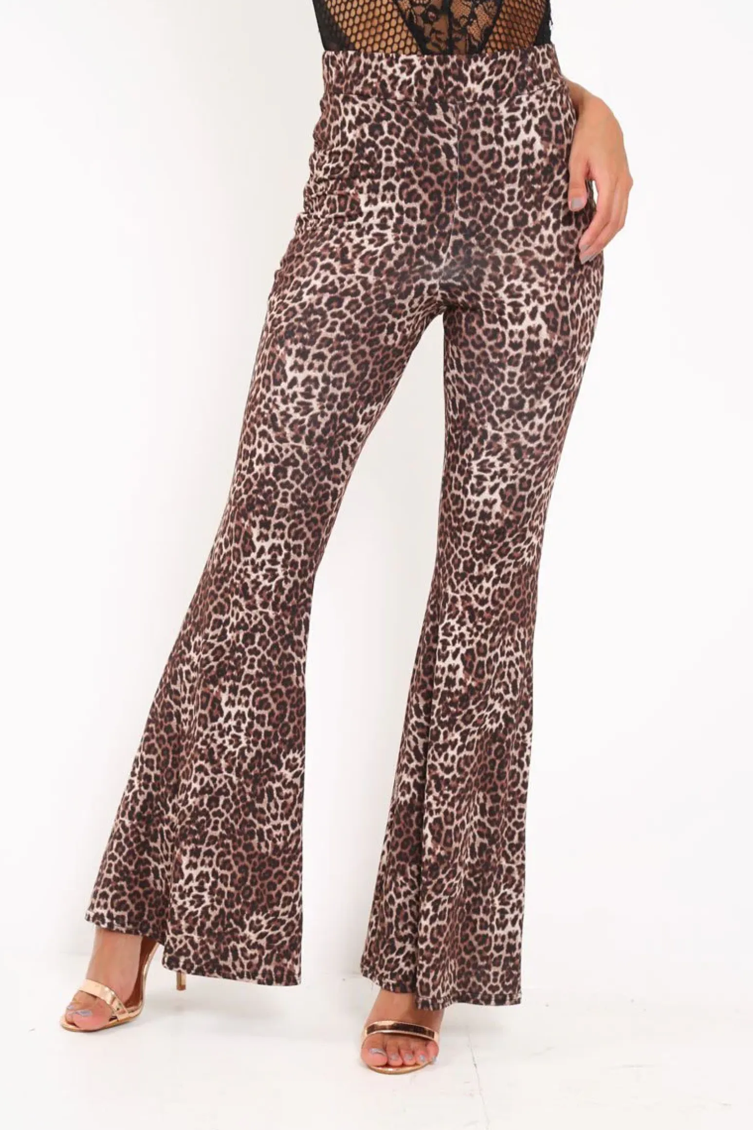 Rebellious Fashion LeopardPrint Flared Trousers - Brooke