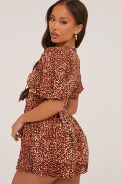 Rebellious Fashion Leopard Print Frill Detail Playsuit - Bela
