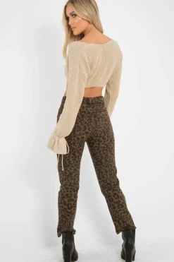 Rebellious Fashion Leopard Print High Waist Denim Jeans - Lorine