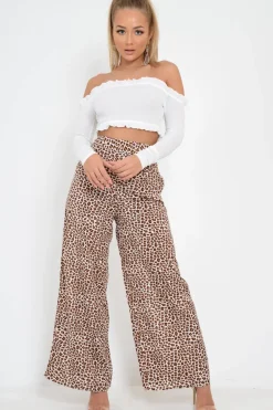 Rebellious Fashion Leopard Print High Waisted Flares - Sybilla