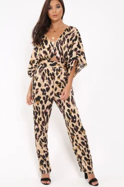 Rebellious Fashion Leopard Print Kimono Sleeve Jumpsuit - Pilar