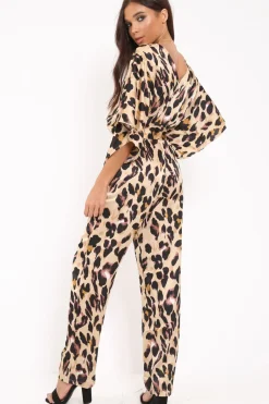 Rebellious Fashion Leopard Print Kimono Sleeve Jumpsuit - Pilar