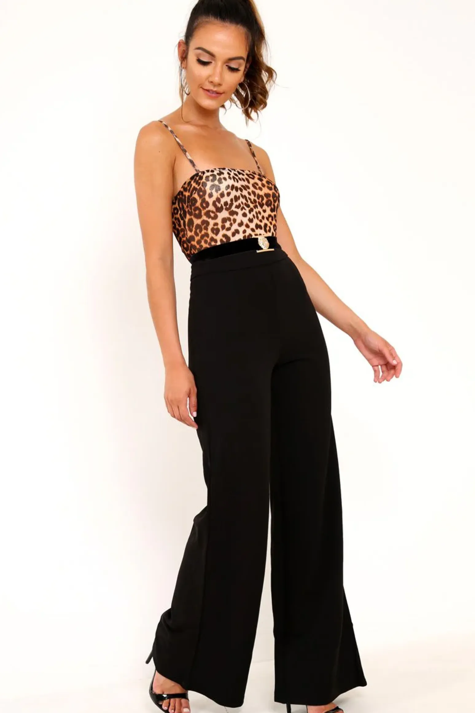 Rebellious Fashion Leopard Print Mesh Lion Belted Bodysuit - Lizzie
