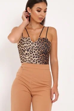 Rebellious Fashion Leopard Print Multi Strap Bodysuit -Analeese
