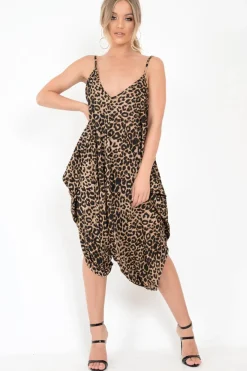 Rebellious Fashion Leopard Print Oversized Jersey Jumpsuit - Samra
