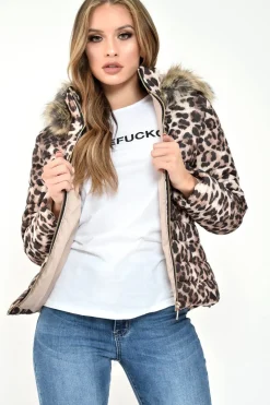 Rebellious Fashion Leopard Print Puffer Coat - Soph