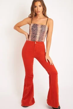 Rebellious Fashion Leopard Print Square Neck Slinky Bodysuit - Sadie