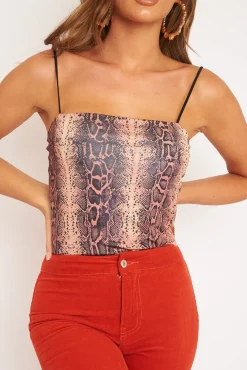 Rebellious Fashion Leopard Print Square Neck Slinky Bodysuit - Sadie