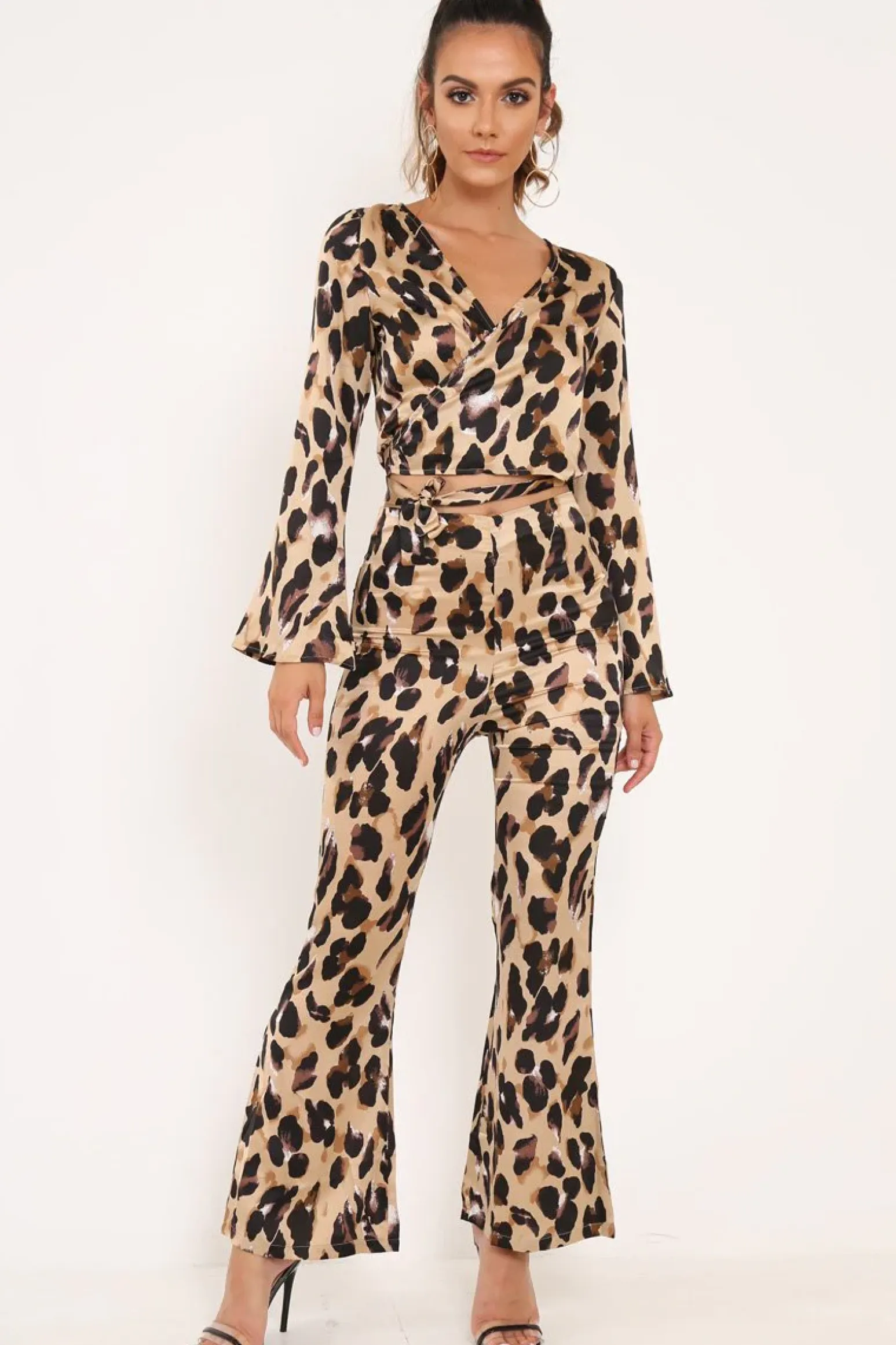 Rebellious Fashion Leopard Satin Trousers And Shirt Co-ord - Maera