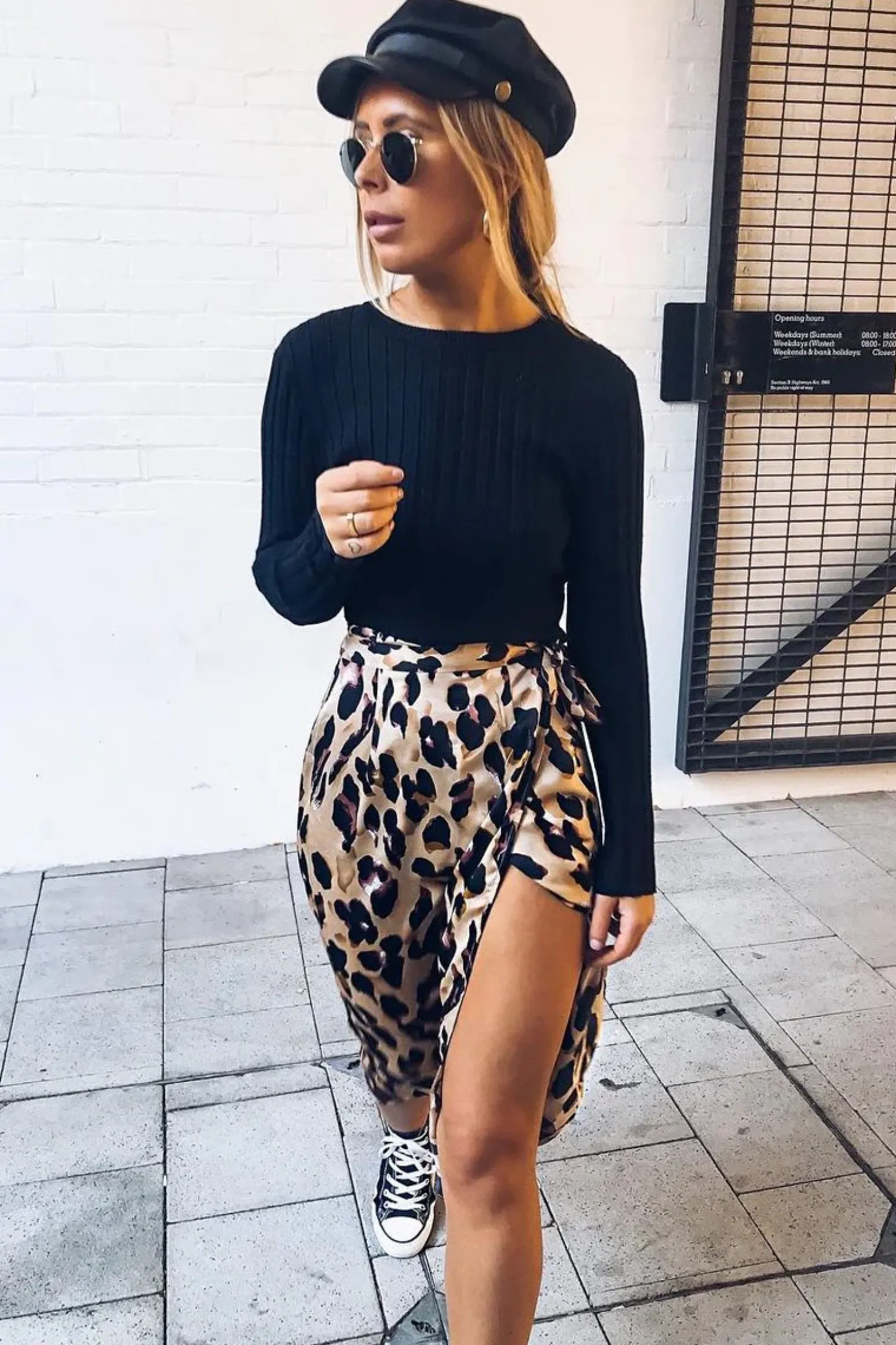 Rebellious Fashion Leopard Wrap Tie Side Satin Midi Skirt - Mailah